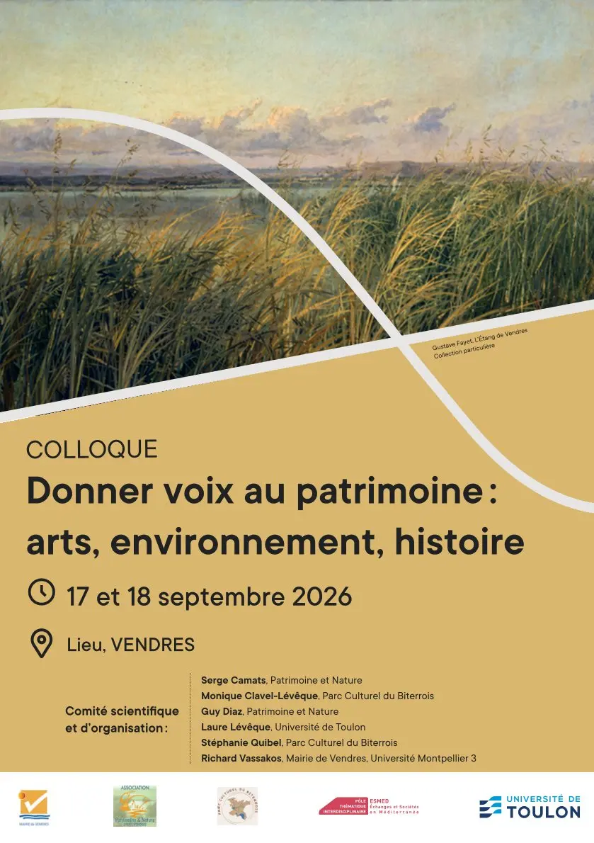 Affiche du colloque Donner voix au patrimoine : arts, environnement, histoire